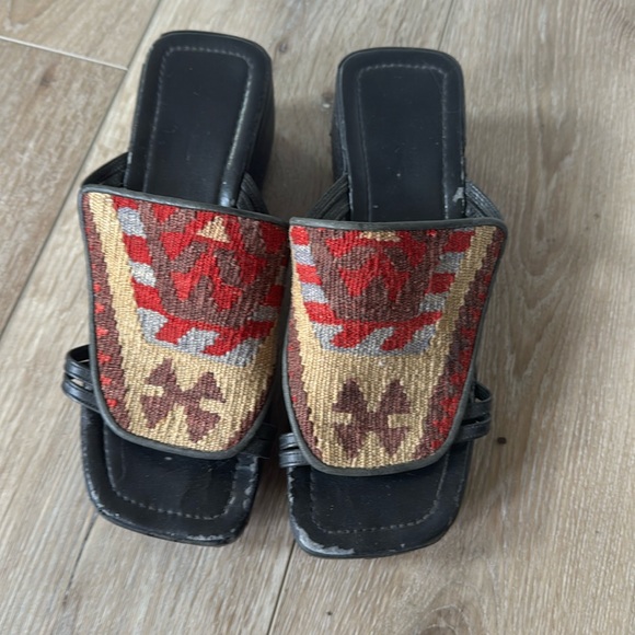 Vintage Kilim Wedge Sandals Southwestern - Picture 1 of 5